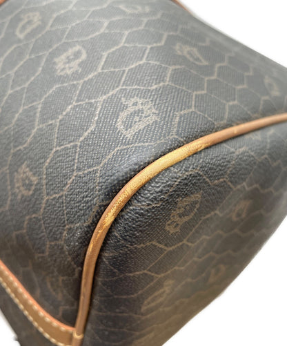 Dior Honeycomb Hand Bag Black Canvas Leather Vintage Authentic