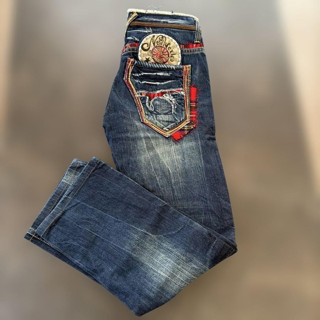 RED PEPPER Denim Jeans Size 28 Y2K Style Used Look Embroidery