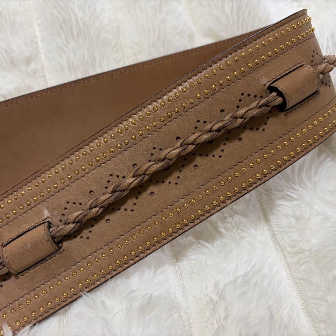 Ultra Rare GUCCI Bamboo Tassel Wrap Sash Belt Perforated Brown Leather Italy