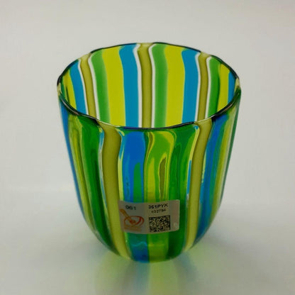 Murano Glass Light Blue Green Yellow Line Glass, Venice, Handmade, Used