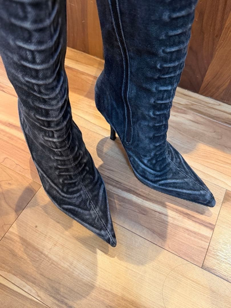 Diesel Women 7.5US Sd-Cloud Hbt Cotton Heel Boots Used a few times Luxury Italy