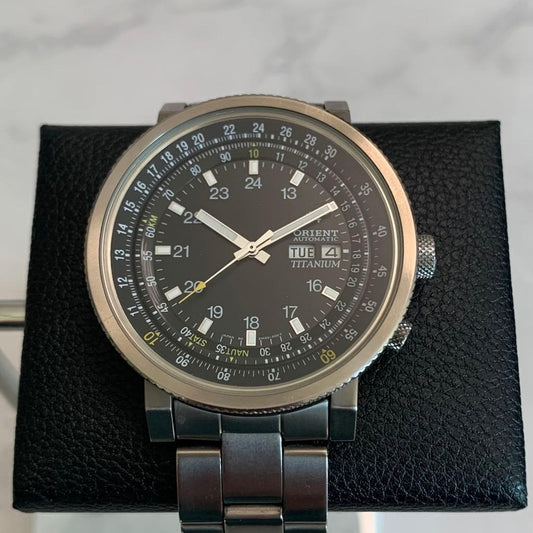 Automatic Titanium Slide Rule Watch ORIENT EM58-C0 Vintage Rare Model