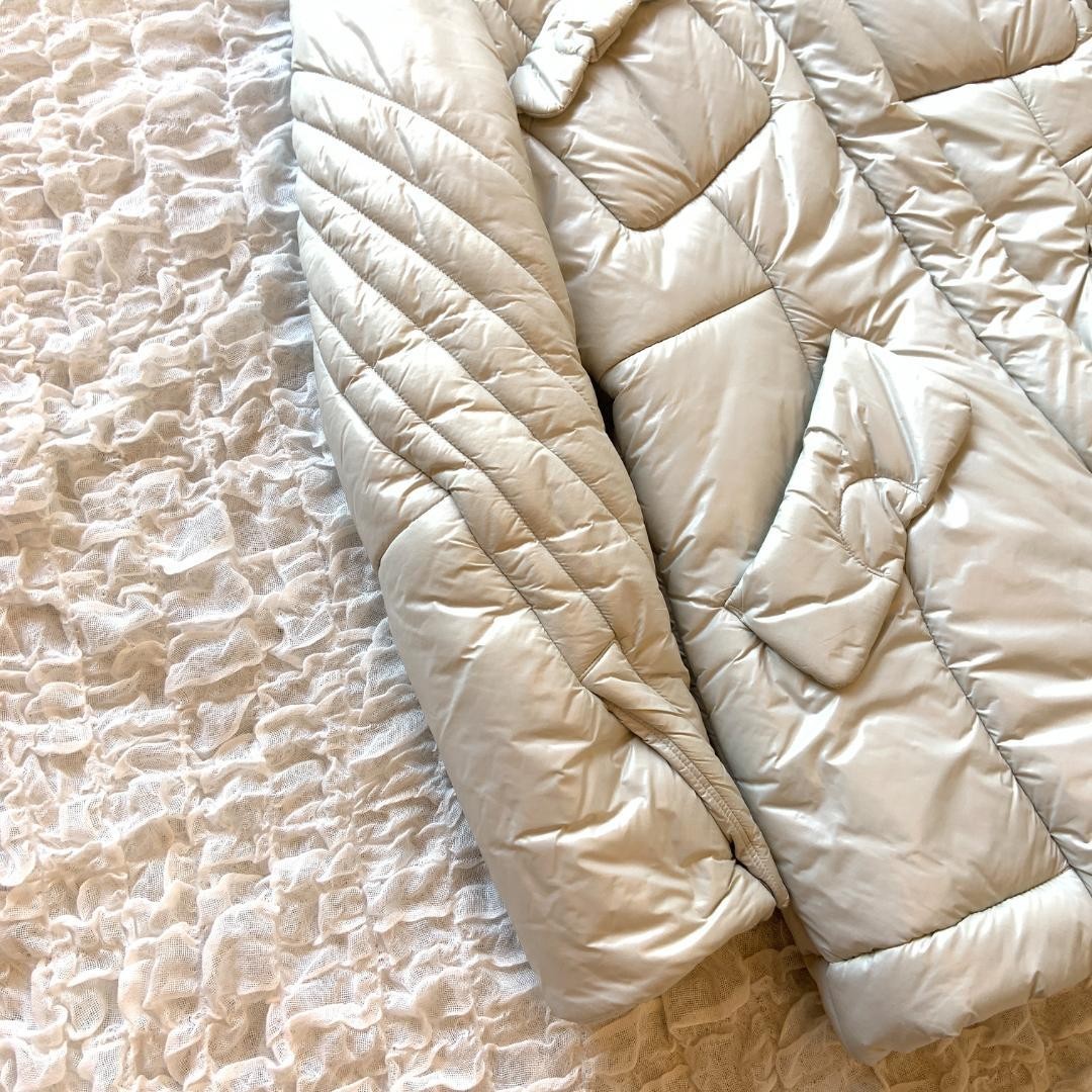 CELINE macadam embroidery metal zip pull padded coat (40)
