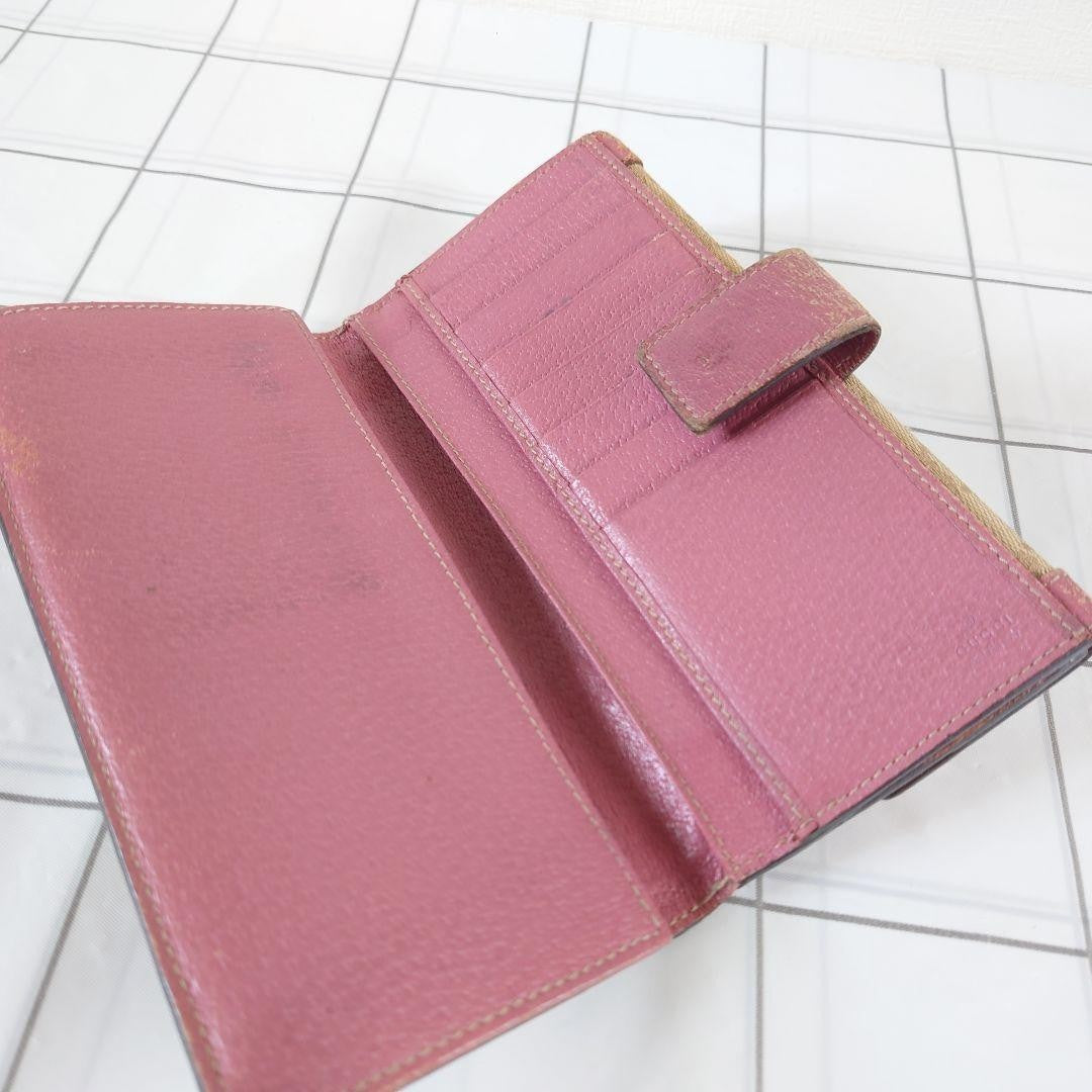 Gucci Gg Canvas Bifold Wallet Leather Beige/Pink