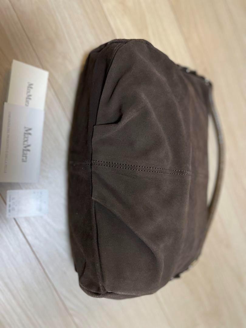 Max Mara dark brown suede leather shoulder bag Size 28cm × 33cm × 10cm handbag