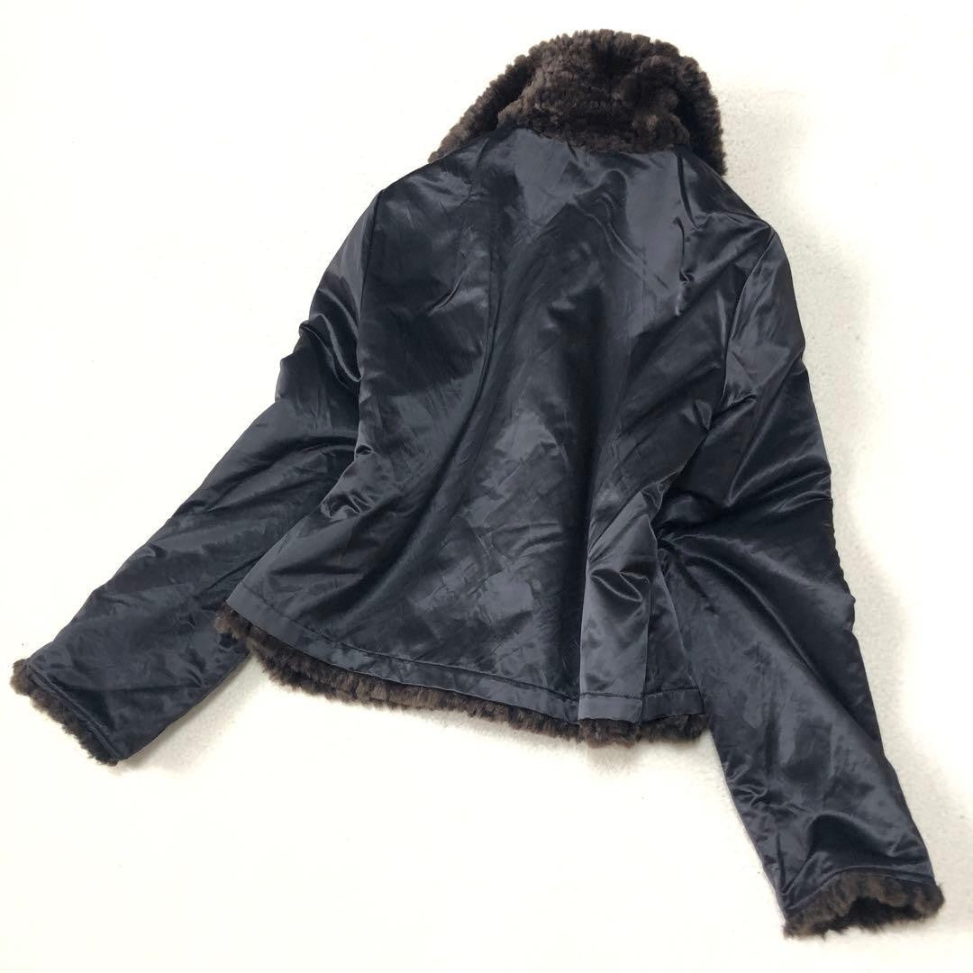 Max Mara reversible Fur Jacket Coat Blouson Women Size 44 Brown Black