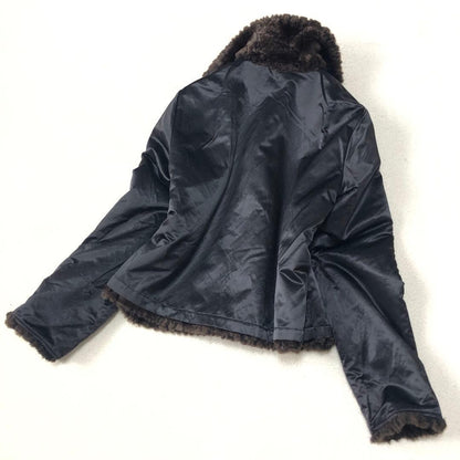 Max Mara reversible Fur Jacket Coat Blouson Women Size 44 Brown Black
