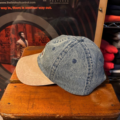 00s Street STUSSY Denim Cap with Visor, Embroidered Logo, Indigo