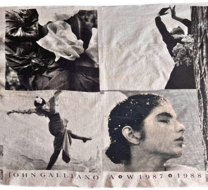 John Galliano 87-88 A/W Large Cotton Scarf Tapestry - Rare Archive