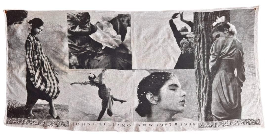 John Galliano 87-88 A/W Large Cotton Scarf Tapestry - Rare Archive