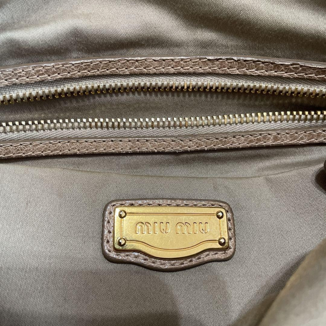miumiu handbag shoulder 3way leather beige women's USED FROM JAPAN