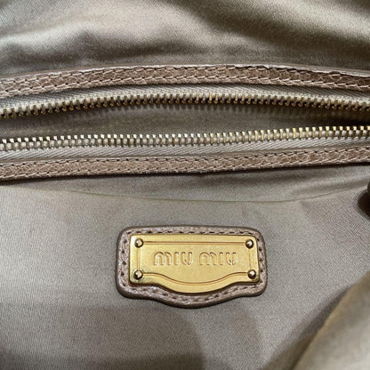 miumiu handbag shoulder 3way leather beige women's USED FROM JAPAN