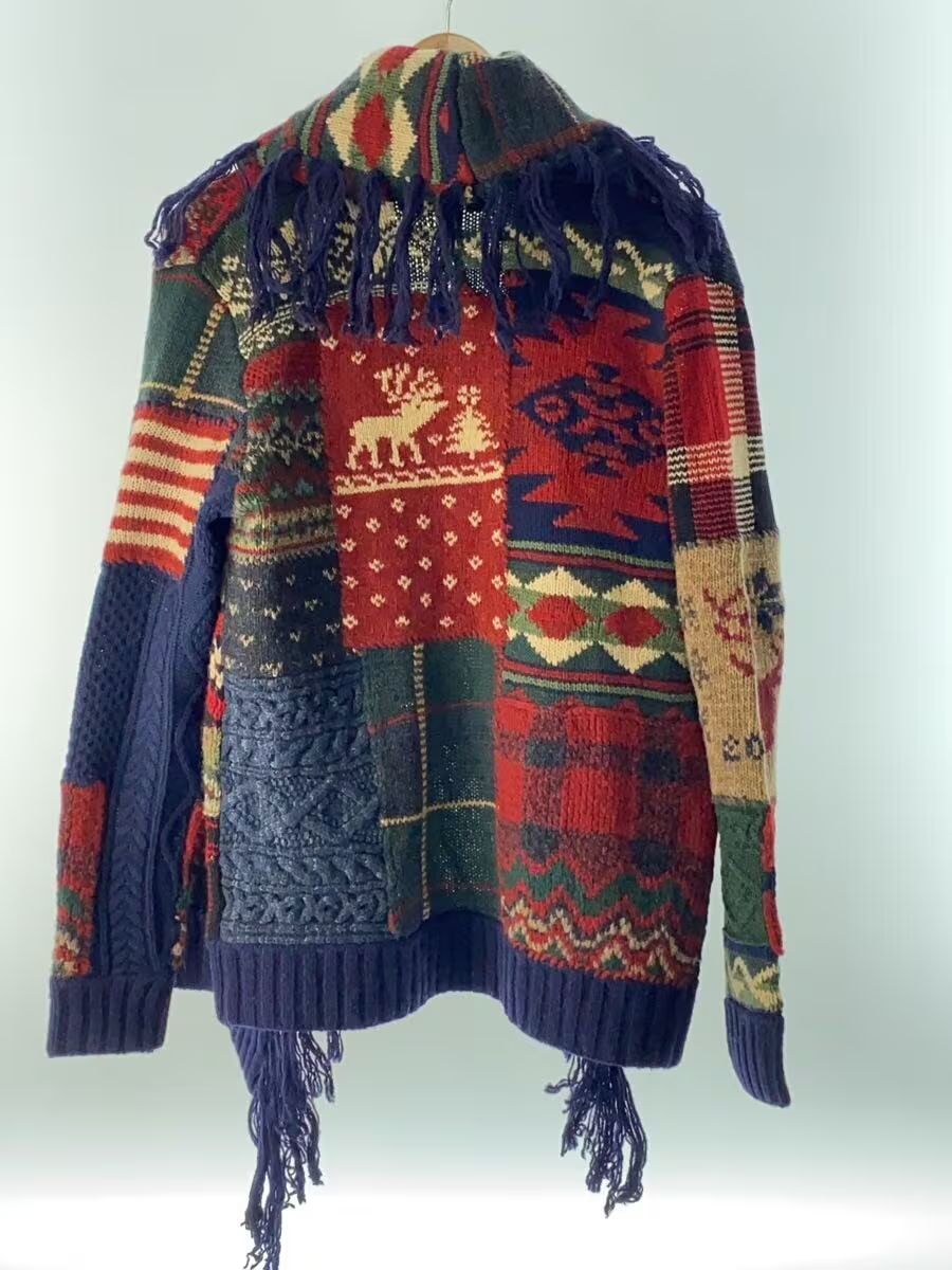 Polo Ralph Lauren Iconic Patchwork Cardigan Shawl Collar Aztec Size M Used