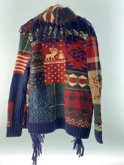 Polo Ralph Lauren Iconic Patchwork Cardigan Shawl Collar Aztec Size M Used