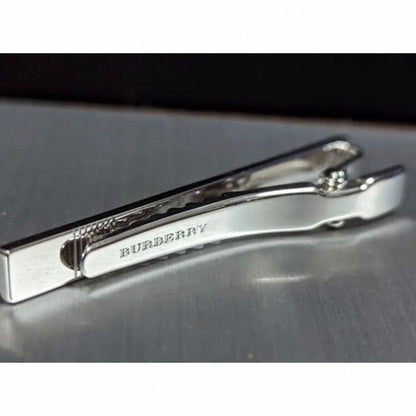 Burberry Tie clip bar pin Brown Nova check Silver color 6cm no Box Men's Jewelry