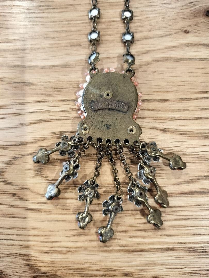 Michael Negrin Necklace Pink Green Flower