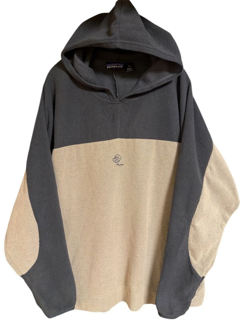 Patagonia Rhythm Lost Arrow Pullover USA Made Gray Beige Fleece Hoodie Used