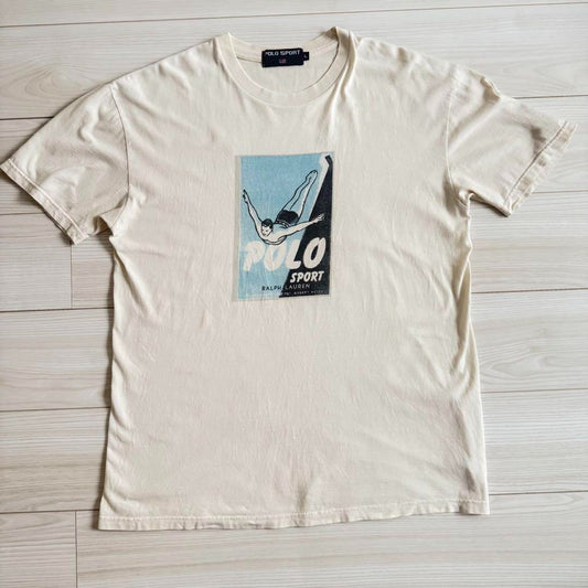 Vintage 90s POLO SPORT Diving print T shirt size L Ralph Lauren RRL