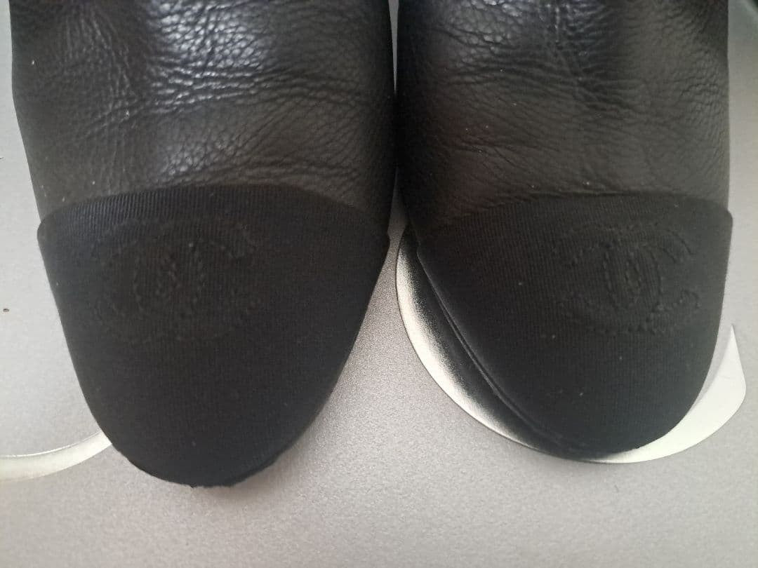 CHANEL Leather Long Boots Shoes Women Size 37 COCO MARK embroidery black