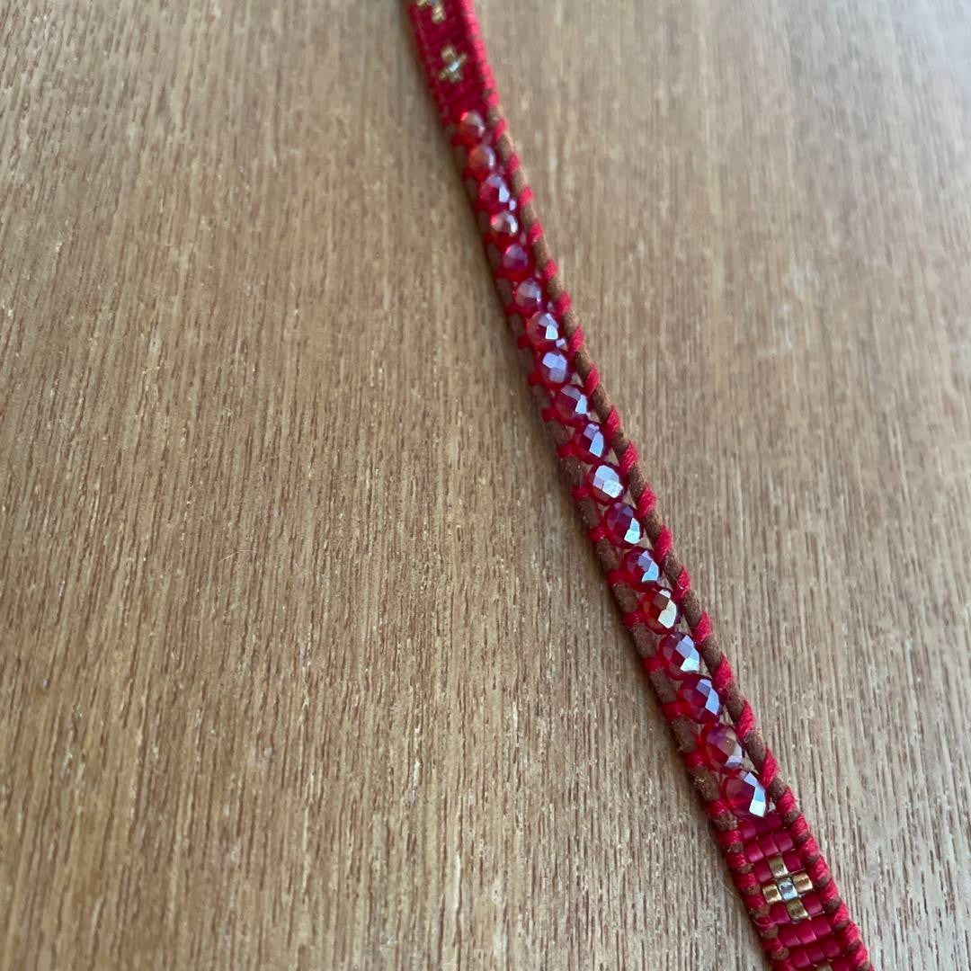 Chan Luu Red Bead Leather Wrap Bracelet 5Row with Accessory Bag