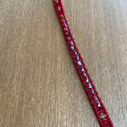 Chan Luu Red Bead Leather Wrap Bracelet 5Row with Accessory Bag