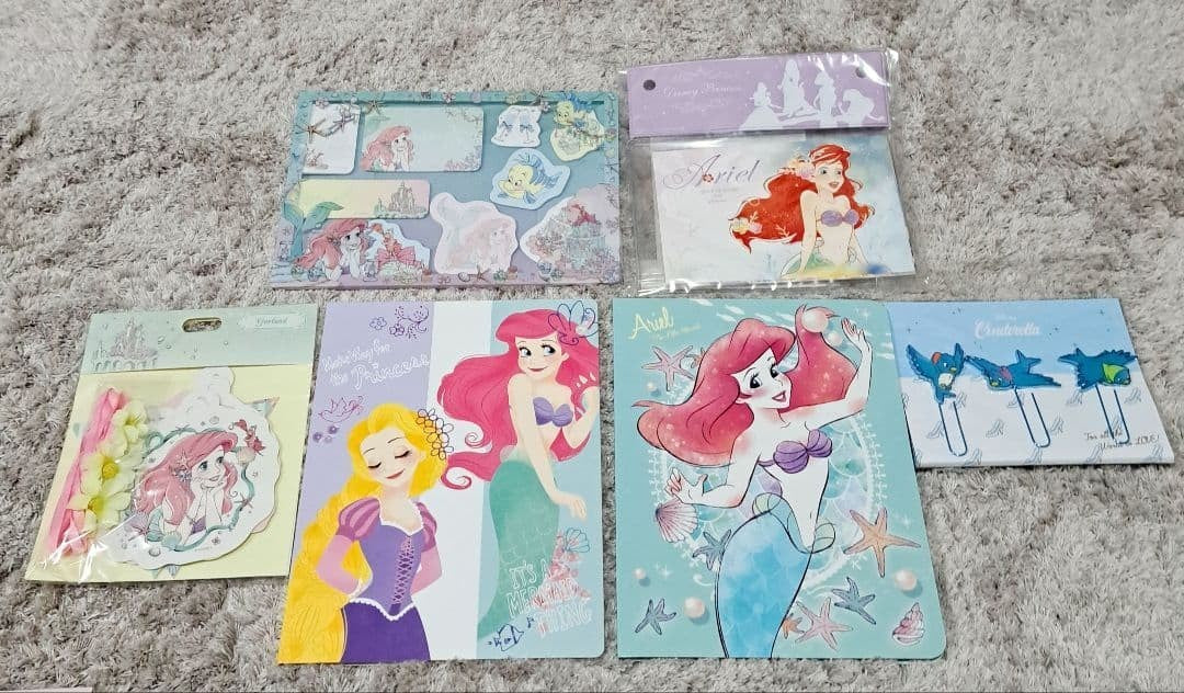 Disney Little Mermaid Ariel Sticky Notes with Case Princess Stationery Set New
