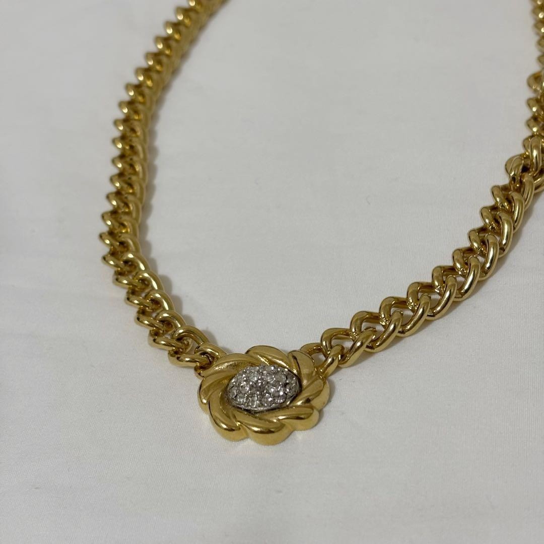 Vintage Gold Choker Necklace Chain Large 40cm Used Elegant Jewelry From Japan