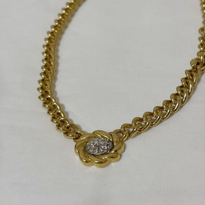 Vintage Gold Choker Necklace Chain Large 40cm Used Elegant Jewelry From Japan
