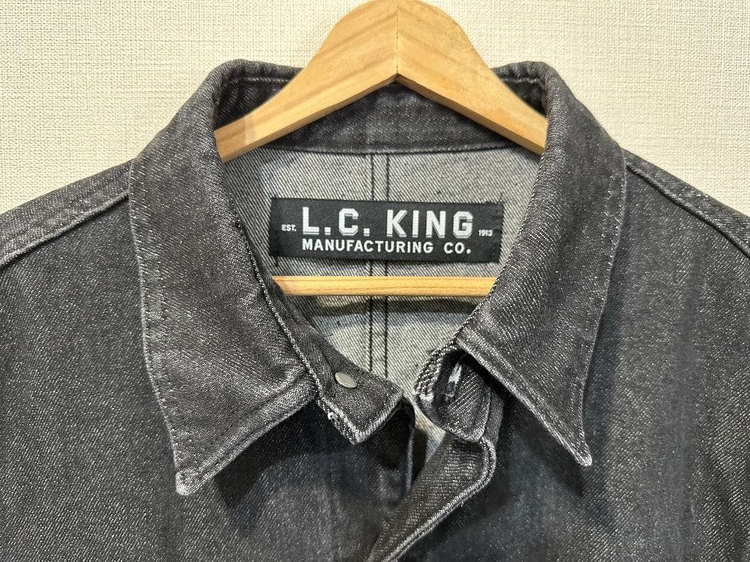 LC King Pointer Black Denim Chore Coat Charcoal Used JAPAN