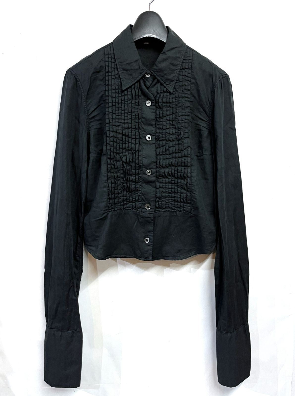 Ann Demeulemeester Frill Long Sleeve Blouse Black Size 36 Deadstock From Japan