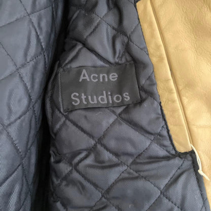 Acne Studios Beige Leather Fur Collar Jacket Size 44 M Women Pre-Owned Japan FS
