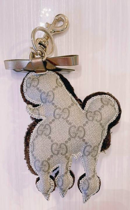 Authentic GUCCI Guccioli Poodle Dog Key Holder Bag Charm Accessory #42341