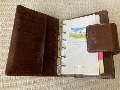 Kate Spade Genuine Leather Planner with Ruler Refills, Brown