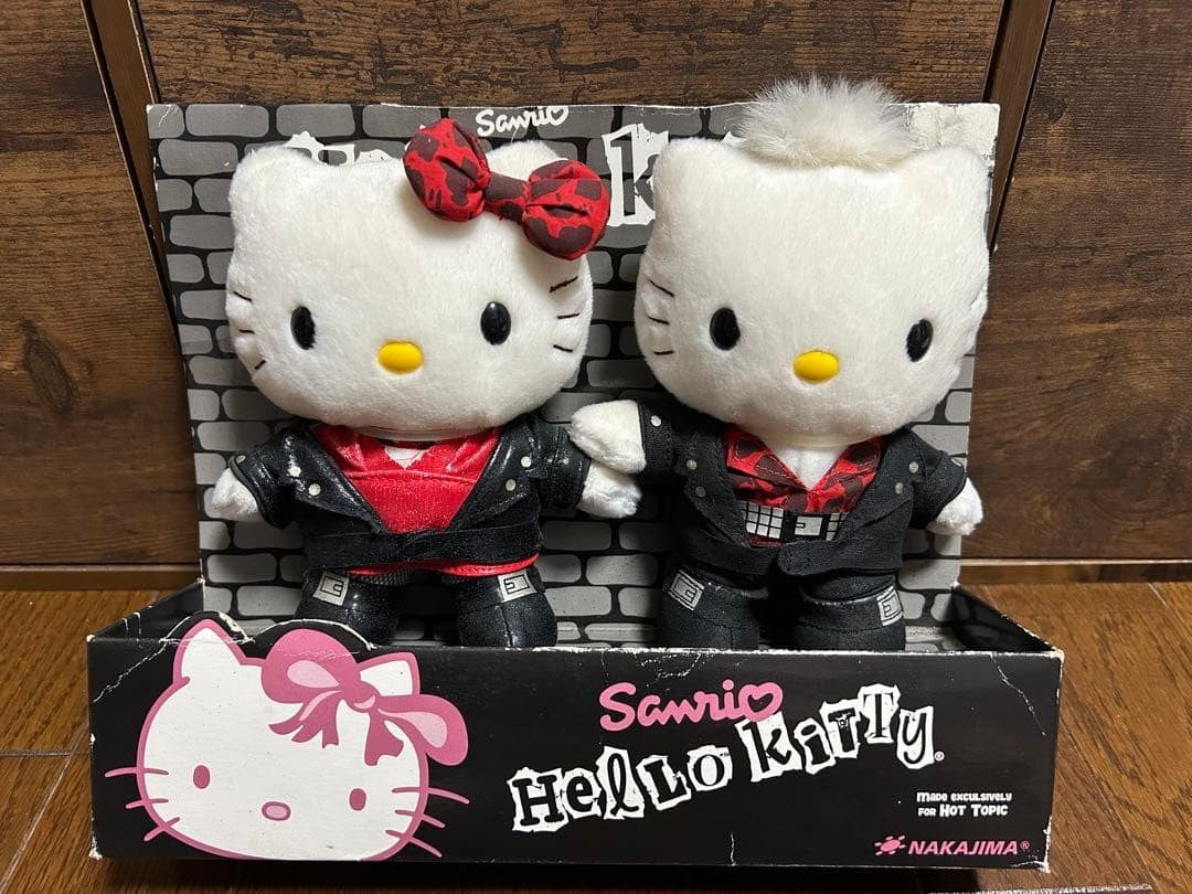 Hello Kitty Punk Couple Plush Set, 2-piece, rare, used, collector's item