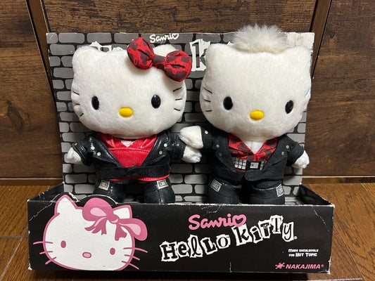 Hello Kitty Punk Couple Plush Set, 2-piece, rare, used, collector's item
