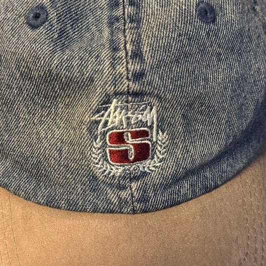 00s Street STUSSY Denim Cap with Visor, Embroidered Logo, Indigo