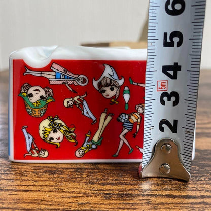 Retro Girl Cartoon Doll Ashtray with Accessories 1990s Vintage Used