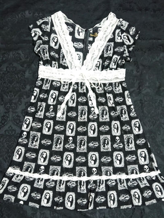 Hysteric Glamour Lace Dress Skull Figure Painting All Over Shoulder width 35cm