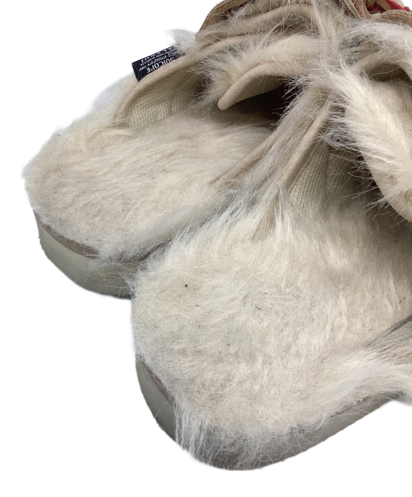 suicoke × ALANUI fringed fur sandals beige