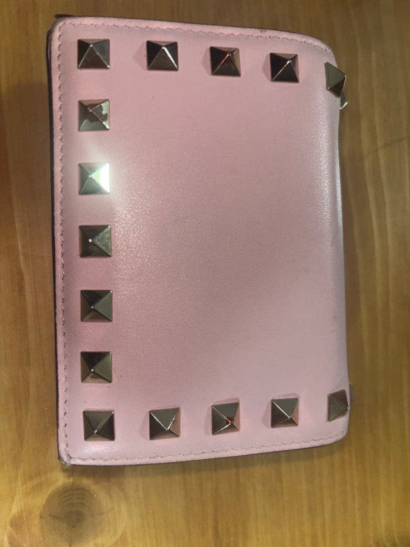 Valentino Pink Leather Studded Bifold Wallet