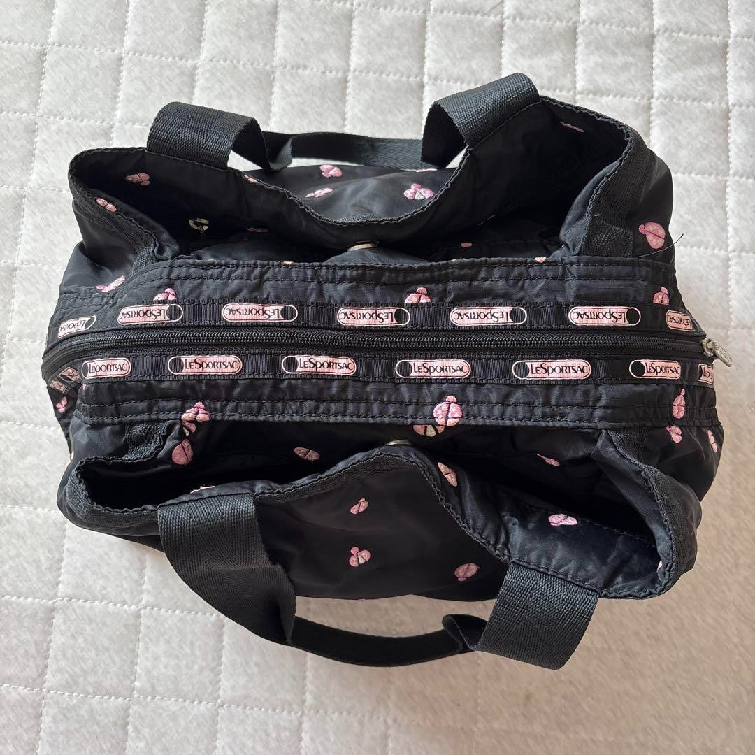 LeSportsac Ladybug Nylon Shoulder Hand Bag Balck From Japan W14×H8 ×D7in