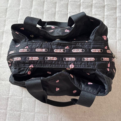 LeSportsac Ladybug Nylon Shoulder Hand Bag Balck From Japan W14×H8 ×D7in