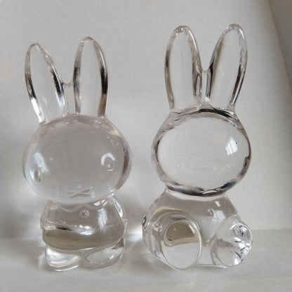 Ultra-Rare Vintage Miffy Glass Figurines (2-Piece Set) Paperweights