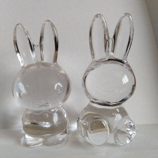 Ultra-Rare Vintage Miffy Glass Figurines (2-Piece Set) Paperweights