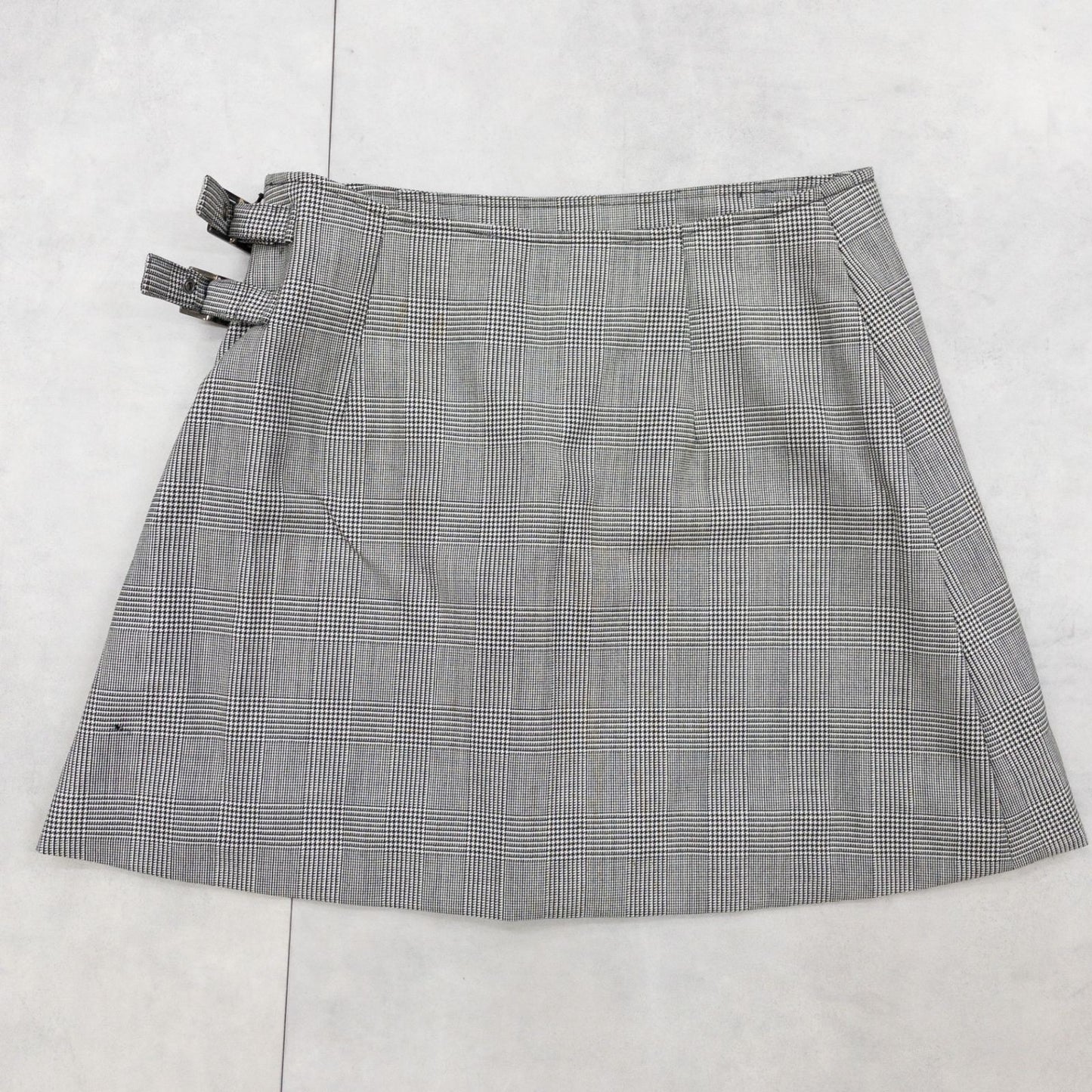 Christian Dior Galliano Houndstooth Plaid Wool Pleated Mini Skirt FR40 Archive