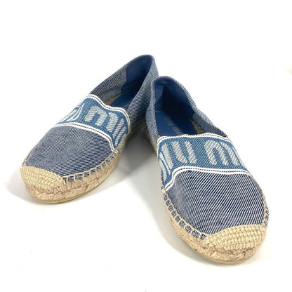 MIUMIU logo Shoes Slip-on Flats Espadrille cotton blue/White