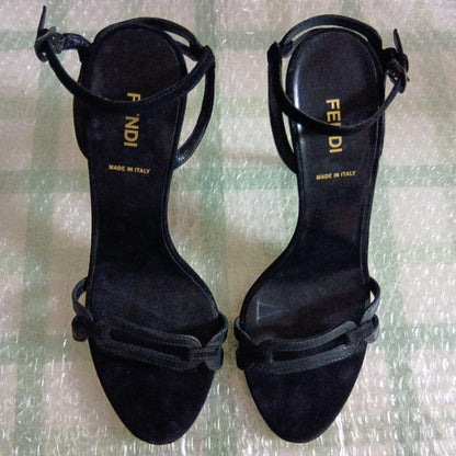 Rare Fendi Black Ankle Strap High Heel Sandals Size 38 (US 7.5-8)