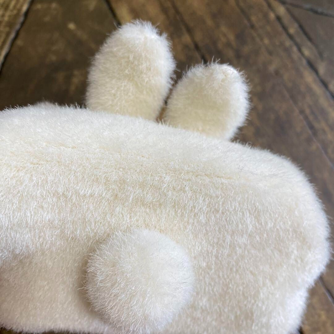 1990's fluffy rabbit pouch white fancy goods new