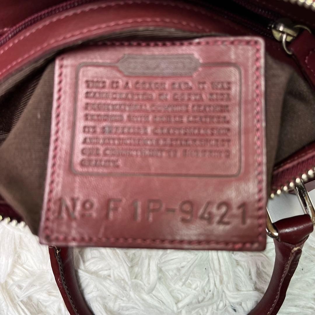 COACH 9421 Vintage 2Way Shoulder Bag Leather Wine Red Handbag Authentic