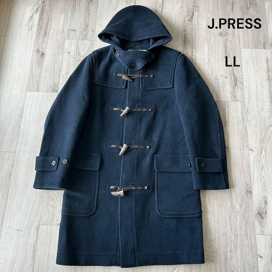 J.Press Duffle Coat Herringbone Long Navy Size LL From Japan
